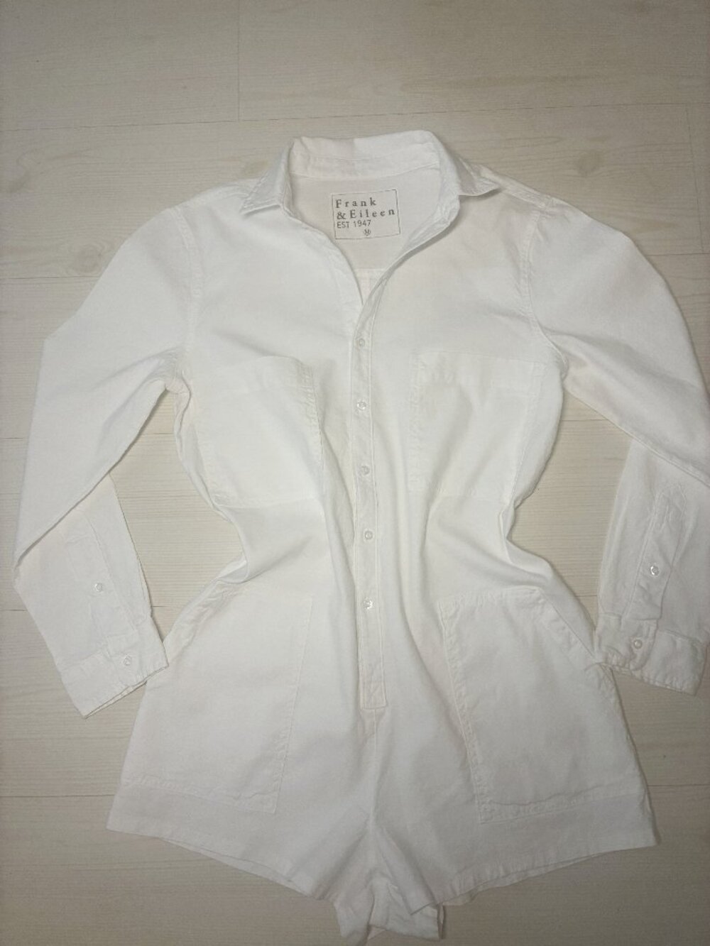 Frank & Eileen White Ireland Playsuit Romper Cotton Linen Blend Size M USA